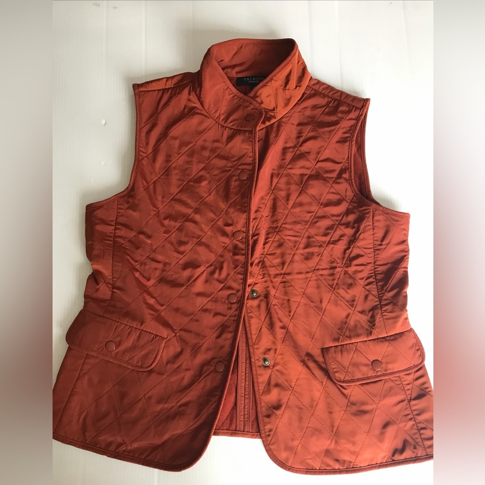 Talbots Quilted Coral Vest